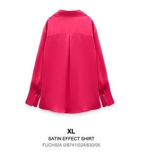 Zara Satin Button-up Shirt in Fuchsia